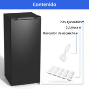Congelador vertical independiente CHiQ, 145L de capacidad, congelación rápida, termostato ajustable, silencioso, puerta reversible, negro, clasificación energética E
