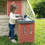 Smoby Life Casa Nature con Cocina de Juguete - Casita Infantil Interior y Exterior - Material Reciclado UV Resistente - A Partir 2 años - Cocina y Accesorios Incluidos - (7600810739)