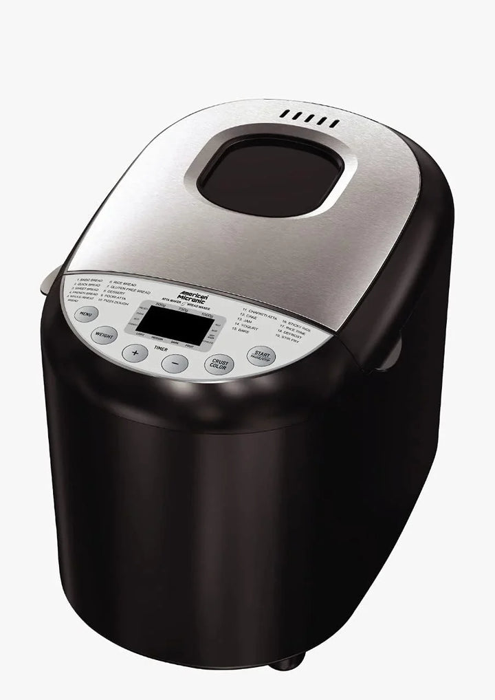 AMERICAN MICRONIC Panera con 19 menús preprogramados, 3 colores de corteza, pantalla LCD y potencia de 550 W - Modelo AMI-BM3-550WDx (negro y acero)