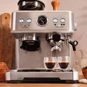 Cecotec Cafetera Express Barista Power Espresso 20 Barista. 2250W, 20 Bares, Manometro y 2 Thermoblocks, Depósito de Café en Grano, Molinillo con 20 Niveles, Vaporizador