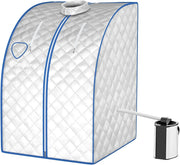 GOPLUS 1000W Sauna de Vapor 3L hasta 64℃, Caja de Sauna Plegable con Silla, Carpa de Sauna con Temperatura Ajustable, Cabina de Sauna Portátil con Ajuste de Temporizador, Plateado