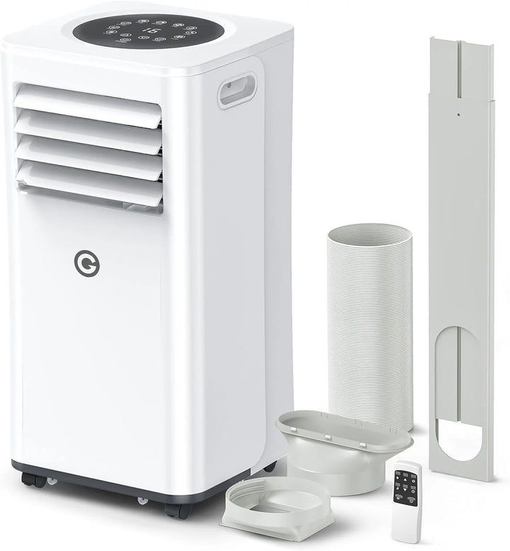 9000 BTU Aire Acondicionado Portátil, 4 en 1: Refrigeración, Ventilador, Deshumidificador y Modo Sueño, Silencioso, con Mando, Temporizador 24h y Kit de Ventana, para Dormitorio, Oficina, Garaje, 33㎡