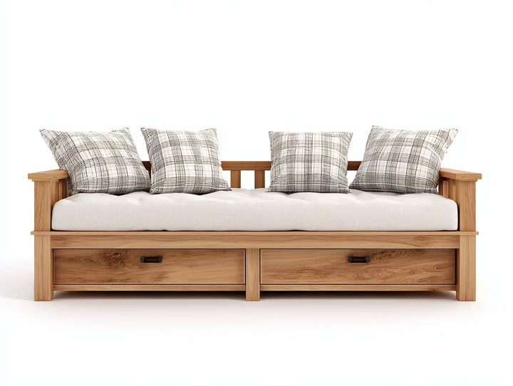 Sofás cama madera y tela 210x95x85 cm - roble natural - estilo moderno funcional