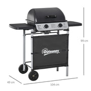Barbacoa De Gas Outsunny Acero Pp, 104x49x99 Cm, Negro