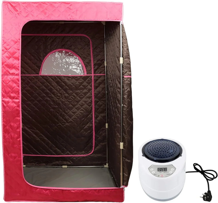 MINGYI Sauna de vapor portátil y plegable de 1000 W con cabina de vapor, generador de vapor de 2,5 camas y mando a distancia, 100 × 80 × 170 cm (rojo)