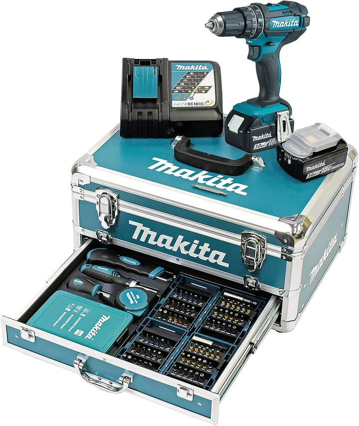 Makita DHP482RFX9 Batería Taladro 18V LXT 62Nm 2x3.0Ah MAKPAC 92 Accesorios