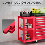 HOMCOM Carro de Herramientas con 7 Cajones Sistema de Cierre Central Negro
