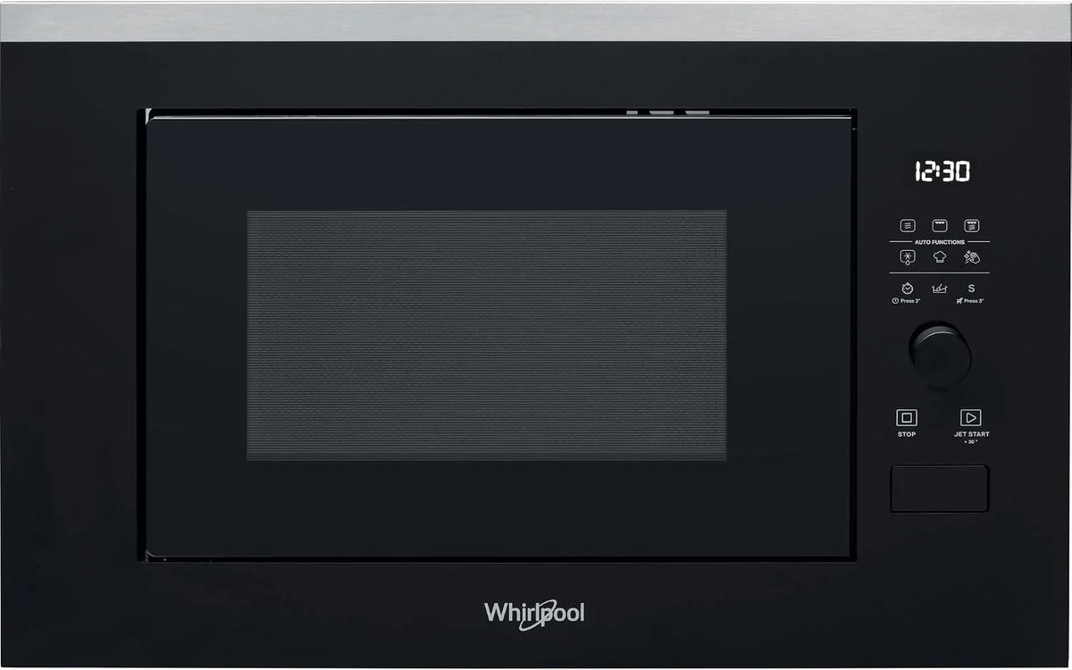 Whirlpool - Microondas integrable WMF250G negro, 25 L, 900W, gril plato giratorio de 28 cm, 7 niveles de potencia