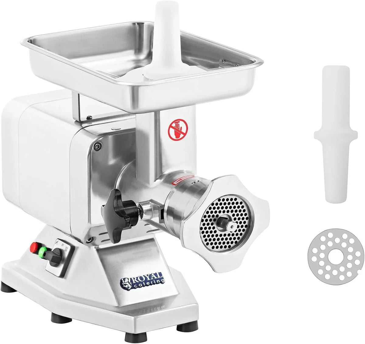 Royal Catering Picadora de carne Électrica Profesional RCFW 220 Expert (220 kg/h, 1100 W, 230 V, 2 Cuchillas, 4 Discos perforados)