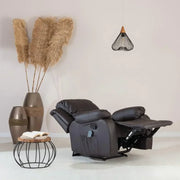 Don Descanso - Sillón Masaje Relax Calor Trevi Negro Reclinable 160º con 8 Motores Silenciosos, Calor Lumbar, Sist. Masaje 4 Zonas y Acabado en PU Anti-Cuarteo [Incluye Mando]. Ideal Gente Mayor
