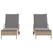 2 Uds Tumbona | Sillas Con Cojines Ratán Sintético Beige Cfw512621