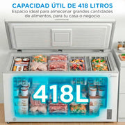 MIDEA Arcon Congelador Pequeño de 418L | Congelador Horizontal Convertible a Frigorífico con Motor Inverter, Control Electrónico de Temperatura, Cestas con Asa | Arcón Silencioso 41 db Bajo Consumo