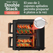 Ninja Double Stack XL, Freidora de Aire de Doble Cajón, 9,5L, Negro/Cobre