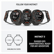 Garmin Instinct 3 GPS 50mm Smartwatch, Solar, Black Bezel