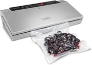 CASO GourmetVAC480 - Envasadora al vacío doméstica - Potente capacidad de vacío de 20 L/min - Integra caja de almacenamiento de film y cortadora plegable - Función de memoria - plateado