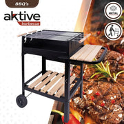 Barbacoa Carbón Madera Doble Parrilla Aktive