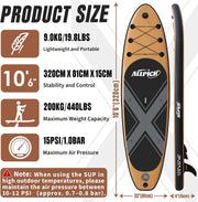 ALLPICK Premium SUP Board Set, Stand Up Paddling Board Aufblasbar, Mit Universal Kamerahalterung, Komplettes Zubehör, Verstellbares Paddel, Anfänger, Fortgeschrittene, 200kg