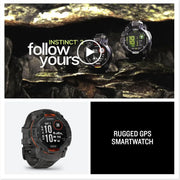 Garmin Instinct 3 GPS 50mm Smartwatch, Solar, Black Bezel