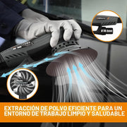 Lijadora orbital ONEMANA 150mm: lijadora electrica sin escobillas, excéntrica 2,5mm, 350W, 6 vel. 4000-10000rpm, recogida polvo, disco 150mm. Lijadora madera