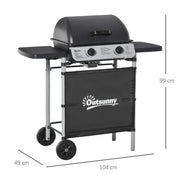 Barbacoa De Gas Outsunny Acero Pp, 104x49x99 Cm, Negro
