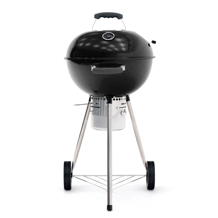 Barbacoa De Carbón Portátil Con Ruedas Kekai Yellowstone 58x47x100 Cm Redonda Con Tapa Y Encendedor Esmaltado En Negro