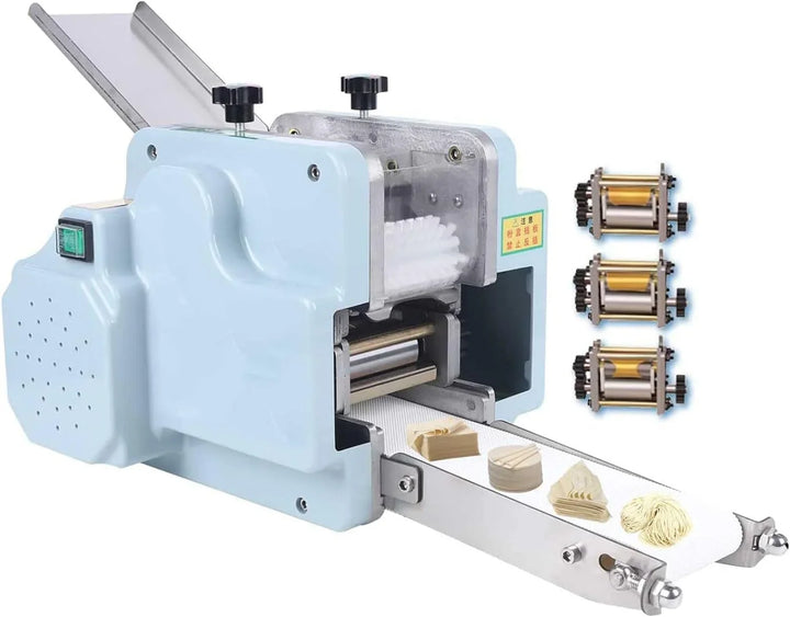 Qiang Máquina para Hacer Wonton Pi,Gyoza Skin Commercial Dumpling Wrapper Maker,60 Piezas/Min,Máquina De Pasta Eléctrica Acero Inoxidable Laminadora De Masa con Molde,3Molds