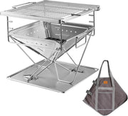 Campingmoon MT-045 grill ognisko składane ze stali nierdzewnej - duży