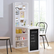 Escritorio de Ordenador de Pared – Mesa de Estudio Abatible con Pizarra y Estantería, Blanco