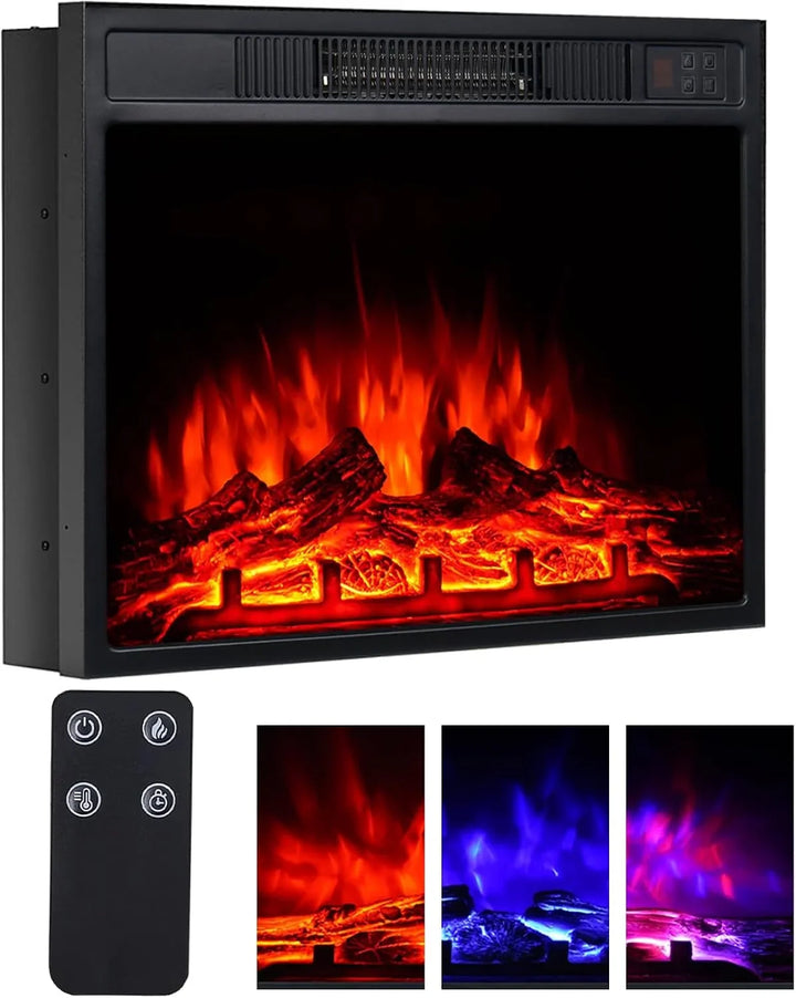 M.C.Haus 46cm / 18in Electric Fireplace, 1800W Freestanding Recessed Fire Heater with 3 Flame Colors and 3 Brightness Levels, Overheat Protection, Realistic Effect