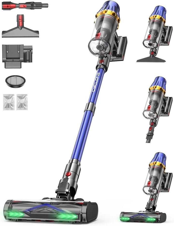 aonus Aspiradora sin Cable 60KPa/650W/80Min, Aspirador Escoba Potente, Azul