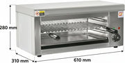 Salamandra Profesional Eléctrica 2000 W – Acero Inoxidable 18/10 – Temporizador 30 min – 50-300 °C – Uso Industrial Hostelería