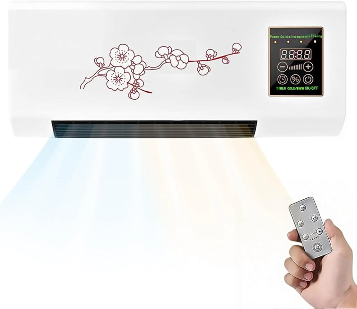 Aire Acondicionado Portátil, Mini Aire Acondicionado De Pared Con Control Remoto Y Temporizador, Funcionamiento Silencioso, Unidad Compacta De Refrigeración Y Calefacción Para Dormitorio red-flowers