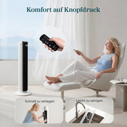 Levoit-Turmventilator mit Fortschrittlichem Schlafmodus-Ventilator leise 12Std Timer 4 Modi 5 Geschwindigkeiten-Automatikbetrieb mit Sensor-Oszillation Tower Fan mit Fernbedienung Weiß 92CM
