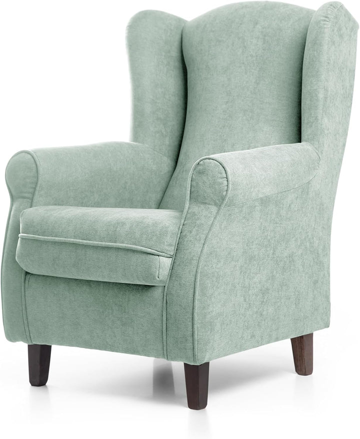 SUENOSZZZ-ESPECIALISTAS DEL DESCANSO SUEÑOS ZZZ - Sillón Irene, sillón orejero de Lactancia tapizado en Tela Anti Manchas Color Marrón, sillón butaca para Dormitorio, salón o habitación de bebé