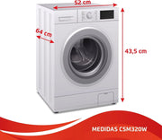 Corberó - Secadora de Evacuación | CSM320W | 3 Kgs | Secado Rápido 45 Min | Display LED | 5 Programas | Apertura 180º | 65dB | Blanco