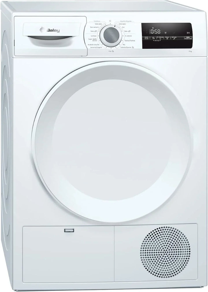 Balay, Secadora Bomba de Calor, Libre Instalación, 8 kg, Filtro fácil limpieza, Antivibración, Programa Rápido, Blanco, 3SB288BE