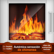 TRESKO Electric Fireplace Heating 1800W, Smart Home WiFi App & Remote | Electric Stove with LED Flame Effect and LCD Display | Electric Fireplace with Thermostat | Ventilated Heating (White)
