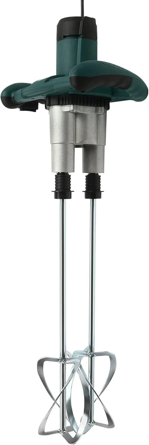 Mezclador de mortero, 2800 W, agitador doble, 6 marchas, velocidad de ralentí: 0-390 rpm, agitador de hormigón para pintura al óleo, cemento, mortero fino, longitud de la varilla: 530 mm (verde)