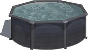 Gre KIT240GF Piscina de Acero Elevada, Redonda con Aspecto Acero Grafito, Piscinas Desmontables para Jardín, 240 x 120 cm, Kea