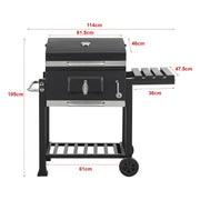 Barbacoa De Carbón Arnad Con 3 Estantes Acero 105x114x48cm - Negro [casa.pro]