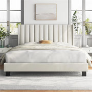 Yaheetech Upholstered Bed with Padded Headboard 16 x 200 cm Beige
