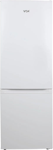 VOK Frigorífico Combi 154L EVR-154DEW, 142 cm Altura x 48,3 cm Ancho, Clase E, Bajo Nivel Sonoro 39 dB, Puerta Reversible, Estanterías Cristal Reforzado, Blanco