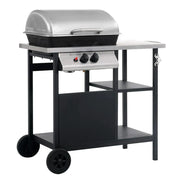 Barbacoa Portátil De Gas Con Mesita 3 Estantes Negro Y Plateado Vidaxl