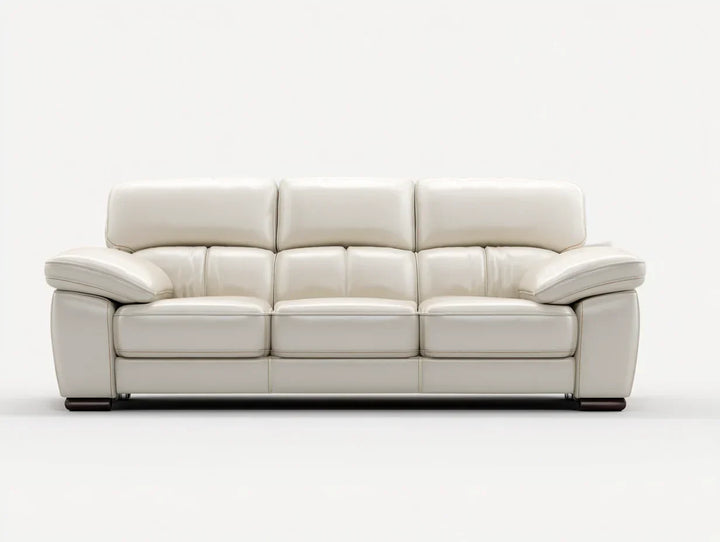 Sofás 3 plazas tapizado cuero sintético estructura madera 220x95x90 cm - Beige - Diseño moderno