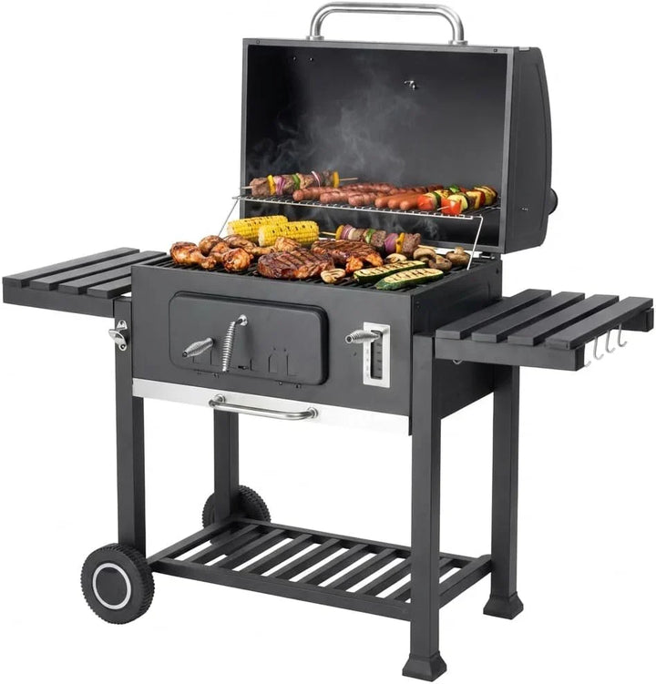 Tarrington House Memphis XL Charcoal Barbecue, Thermometer, Folding Tables, Hooks for Accessories, Smart-Grid System, Wheels
