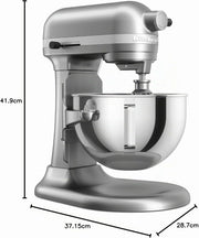 KitchenAid Batidora Amasadora Bowl-Lift 5.2L Heavy Duty, Cuerpo y Engranajes Metálicos, 11 Velocidades, Flex Edge, 67 Puntos de Contacto, Contour Silver