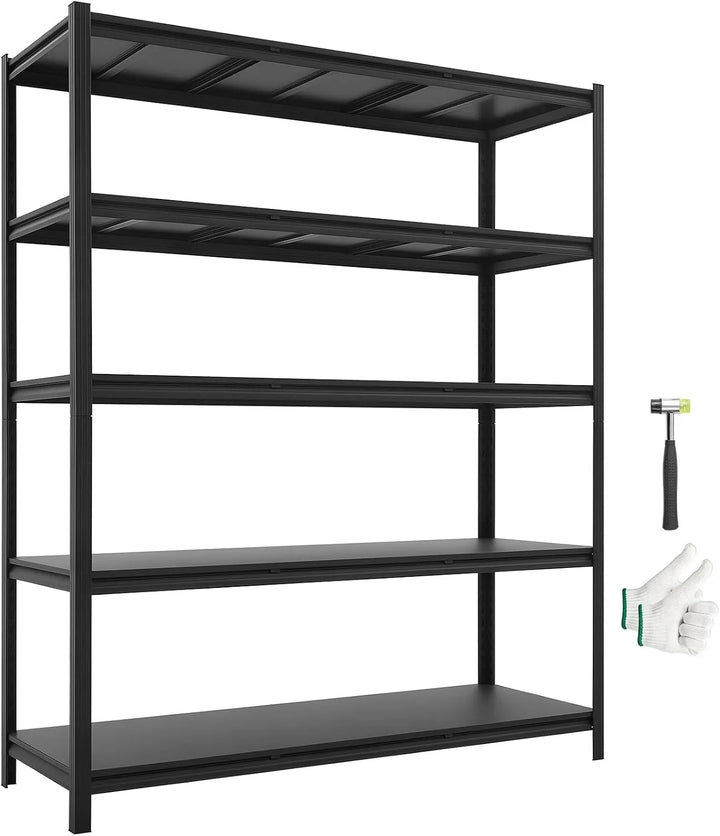 VEVOR Estantería Almacenaje Metálica de 5 Niveles 1511 x 522 x 1813 mm, Estantería Multiusos Altura Ajustable, Capacidad 1360 kg en Total con Estructura de Acero para Sótano Cocina Trastero Hogar