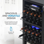 2026 Refrigerador de Vinos Independiente Newair® – 28 Botellas (48 cm), Doble Zona, Acero Inoxidable
