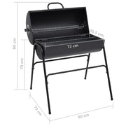 2026 Parrilla con 2 rejillas de cocción negra – Barbacoa portátil de 80x95x90 cm en acero