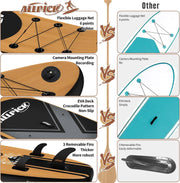 ALLPICK Premium SUP Board Set, Stand Up Paddling Board Aufblasbar, Mit Universal Kamerahalterung, Komplettes Zubehör, Verstellbares Paddel, Anfänger, Fortgeschrittene, 200kg